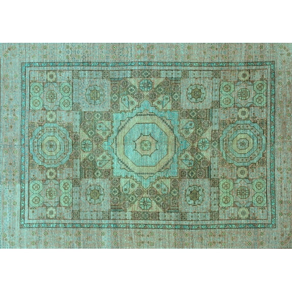 Ahgly Company Indoor Rectangle Abstract Light Blue Modern Area Rugs, 2' x 5'