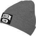 thumbnail image 2 of Beanies,John 3:16 Christian Faith Believer Jesus Beanie Hat for Women Men Knit Skull Cap Knitted Hat Slouchy Hat Black, 2 of 8