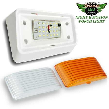 White Porch Light - New White Leisure LED 300 Lumen Motion Sensor RV Exterior Porch Light