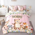 thumbnail image 1 of Erosebridal Ensemble de Literie Mignon Ours pour Lit Grand, Ensemble de Lit Rose Rose, Décor d'Animaux de la Forêt Dessin Animé, Réversible, 1 of 5