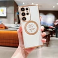 thumbnail image 5 of for Samsung Galaxy S23 Ultra Magnetic Case Compatible with MagSafe Cute Rose Flower Case Luxury Plating Camera Lens Cover Shockproof Soft Bumper S23 Ultra Case 6.8" for Women Men (White), 5 of 12