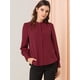 thumbnail image 3 of INSPIRE CHIC Blusa de las camisas de manga larga abotonadas del cuello del soporte de la oficina del trabajo de las mujeres Vino rojo L, 3 of 6