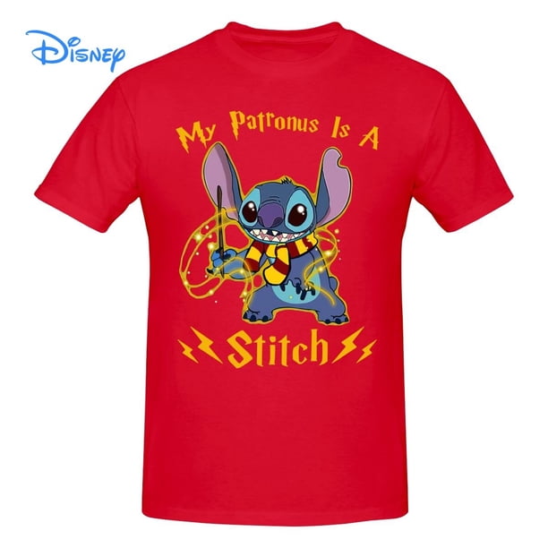 Disney My Patronus Is A Stitch T shirt Harajuku Short Sleeve T-shirt 100% Cotton Graphics Tshirt Brands Tee TopM Gao Jinjia LED