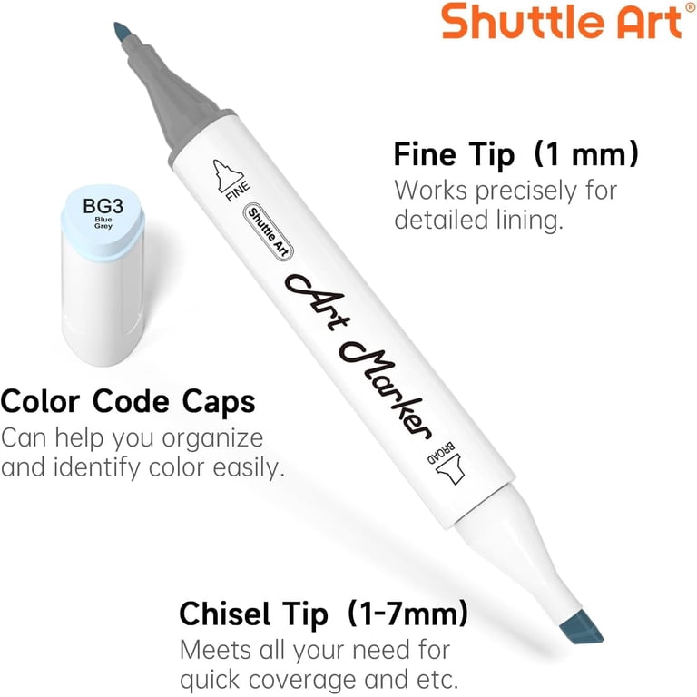 Shuttle Art Dual Tip Art Markers, Gray Tones, 15-Count Set photo 5