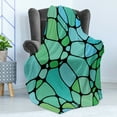thumbnail image 4 of Seafoam Soft Flannel Fleece Throw Blanket, Mosaic Geometric Pattern Vintage Inspirations Abstract Composition, Cozy Plush for Indoor and Outdoor Use, 50" x 60", Lime Green Seafoam Blue, by Ambesonne, 4 of 5