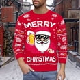 thumbnail image 2 of KHONTS Christmas Sweater for Men Funny Snowflake Santa Hilarious Xmas Claus Soft Pullover Long Sleeve Knitted Sweaters Red XXXL, 2 of 4