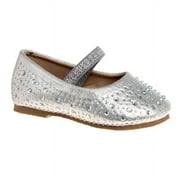 Badgley Mischka GIRLS DRESS FLAT SHOES - Silver, Size: 4