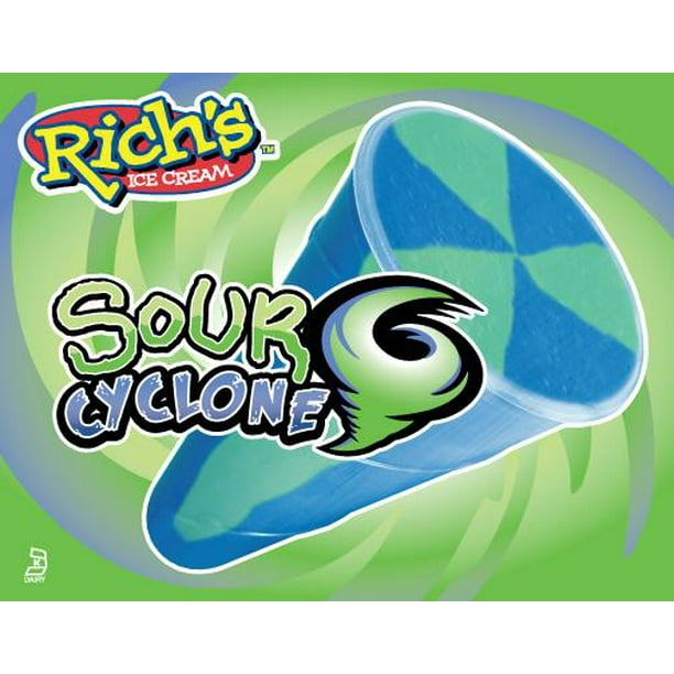 RICH'S SOUR Cyclone Blue Raspberry Screwball 3.75floz (24 Count