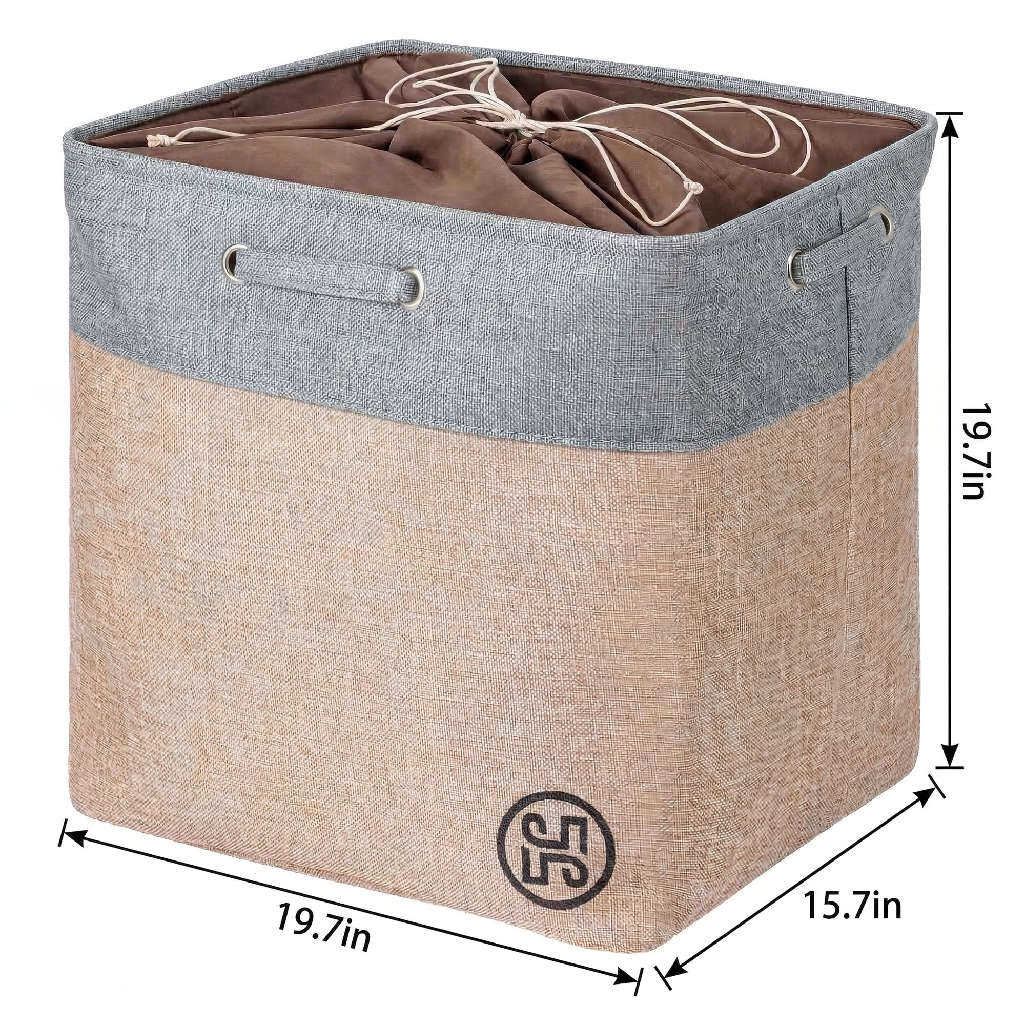 Unique Bargains Fabric Storage Bin with Handles Grey 19.7*15.7*19.7in