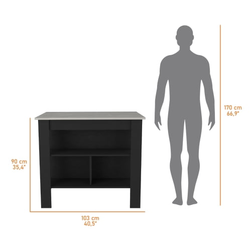 Nmkwnr Kitchen Island Stand Table with 3 Open Shelves
