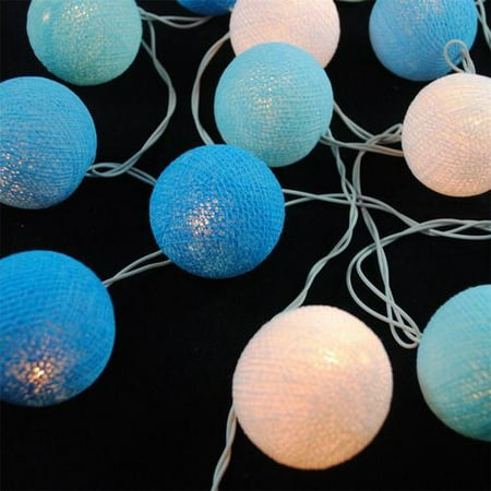 String Ball Lanterns 20 LED Cotton Ball Globe Led String Lights Warm White Battery Powered Globe Fairy Lantern Lights for Garden Party Home Decoration ()