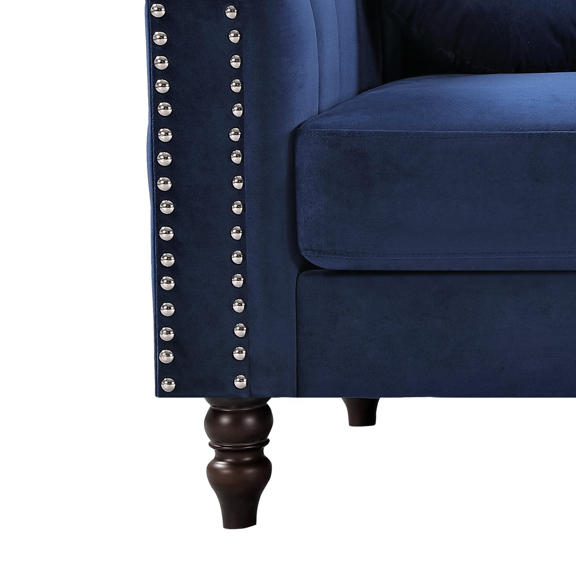 US PRIDE FURNITURE Hills Tufted Back Nailhead 61.4'' Loveseat-Dark Blue