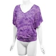 thumbnail image 4 of Made by Johnny Women's V-Neck Short Sleeve Tie Dye Drape Dolman Top L PURPLE, 4 of 6