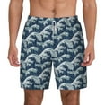 thumbnail image 2 of Picia A Japanese Great Wave pattern Mens Swim Trunks with Compression Liner Stretch Beach Shorts Quick Dry with Zipper Pockets No-Chafing Board Shorts-X-Large, 2 of 9
