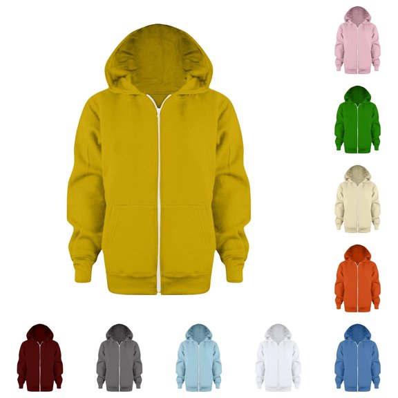 HCYSFG Boys Solid Color Coat Hoodies Full Zip Long Sleeve Sweatshirt Relaxed Fit Comfy Everyday Fall Pullover Jacket Top