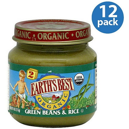 (6 pack) (6 Pack) Earth's Best Organic Green Beans & Rice,