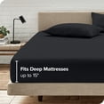 thumbnail image 6 of Bare Home Ultra-Soft Fitted Sheet + Pillowcase Set - Premium 1800 Collection - Deep Pocket - Full, Black, 6 of 8