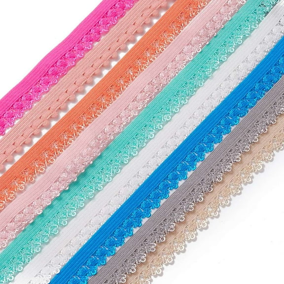 10strands Polypropylene Fiber Lacework Elastic Cords Webbing Garment Sewing Accessories Mixed color 11.5mm about 2.19 Yards(2m)/Strand