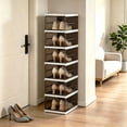 thumbnail image 1 of 6-Layer Foldable Shoe Box, Front Door Shoe Storage Box, Non-Assembly Stackable Shoe Storage Box With Door, Independent Shoe Rack Cabinet With Cover, Plastic Shoe Rack Suitable For Closet Entrance, 1 of 5
