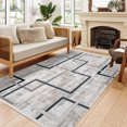 thumbnail image 4 of Grey Geometric Area Rugs for Living Room Washable Rugs Boho Moroccan Area Rug Soft Neutral Geometric Bohemian Carpet Distressed Indoor Rug for Bedroom Dining Room Office Foldable Nonslip Rug, 4 of 9