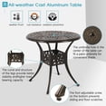 thumbnail image 2 of LVUYOYO 31 inch Diameter Outdoor Round Patio Bistro Dining Table Cast Aluminum with Umbrella Hole Conversation Table, 2 of 7