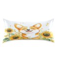thumbnail image 3 of Haosy Satin Pillowcase for Hair and Skin Standard Cooling Silk Pillow Case with Envelope Closure Happy Corgi and Sunflowers 20"x26", 3 of 9