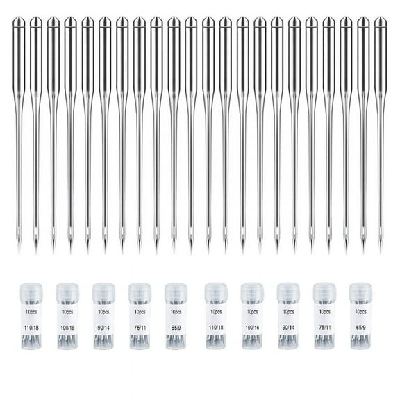 100PCS Sewing Machine Needles Regular Point Needle for Singer , Assorted Size 65/9, 75/11, 90/14, 100/16, 110/18 iron Silver,100 * sewing machine needles