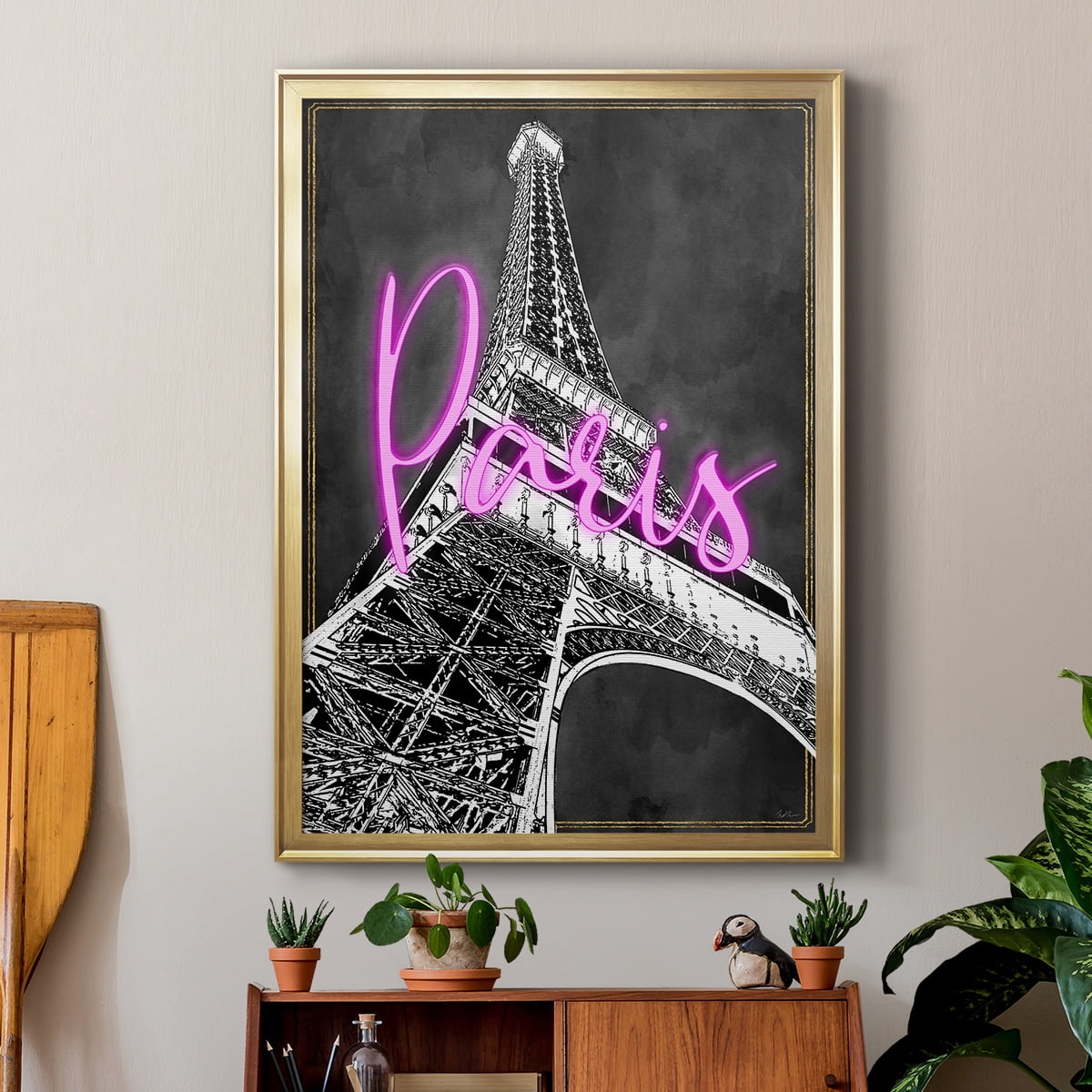 Neon Nights In Paris Premium Classic Framed Print - Ready to Hang