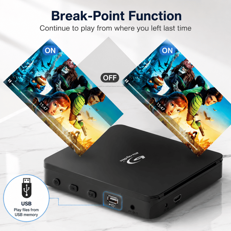 Tojock Blu-ray DVD Player for TV, HDMI Compact, 1080P Playback