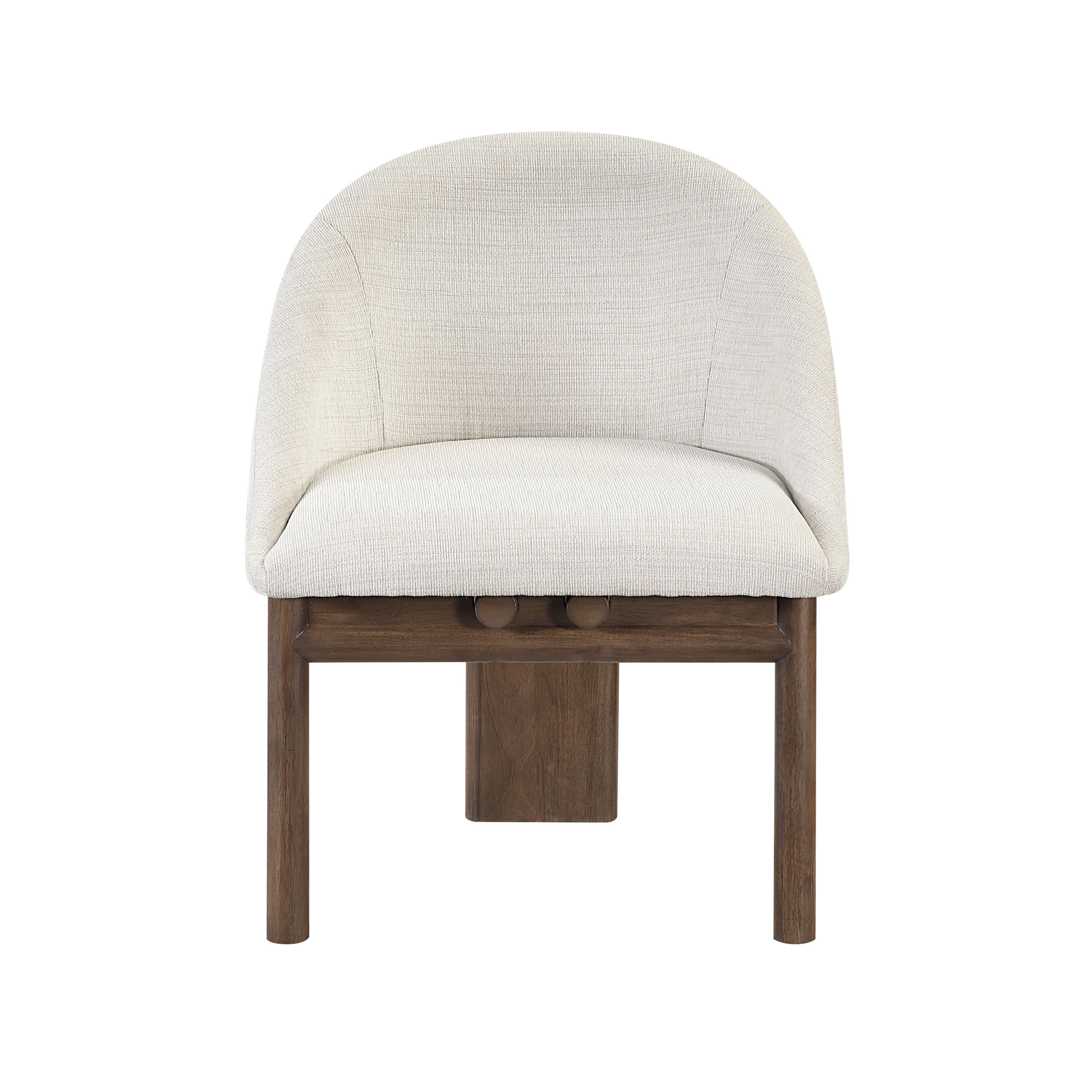 Ouida Beige Linen & Brown Side Chair (Set-2)