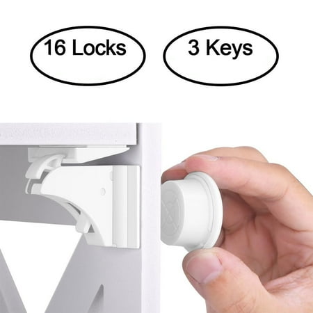 Herchr Magnetic Child Safety Cabinet Locks 16 Lock 3 Key For