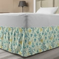 thumbnail image 1 of Floral Bed Skirt, Hand Drawn Inspired Design of Forest Flowers Leaves Soft Tones, Elastic Bedskirt Dust Ruffle Wrap Around for Bedding Decor, 4 Sizes, Mint Green Blue and Mustard, by Ambesonne, 1 of 2