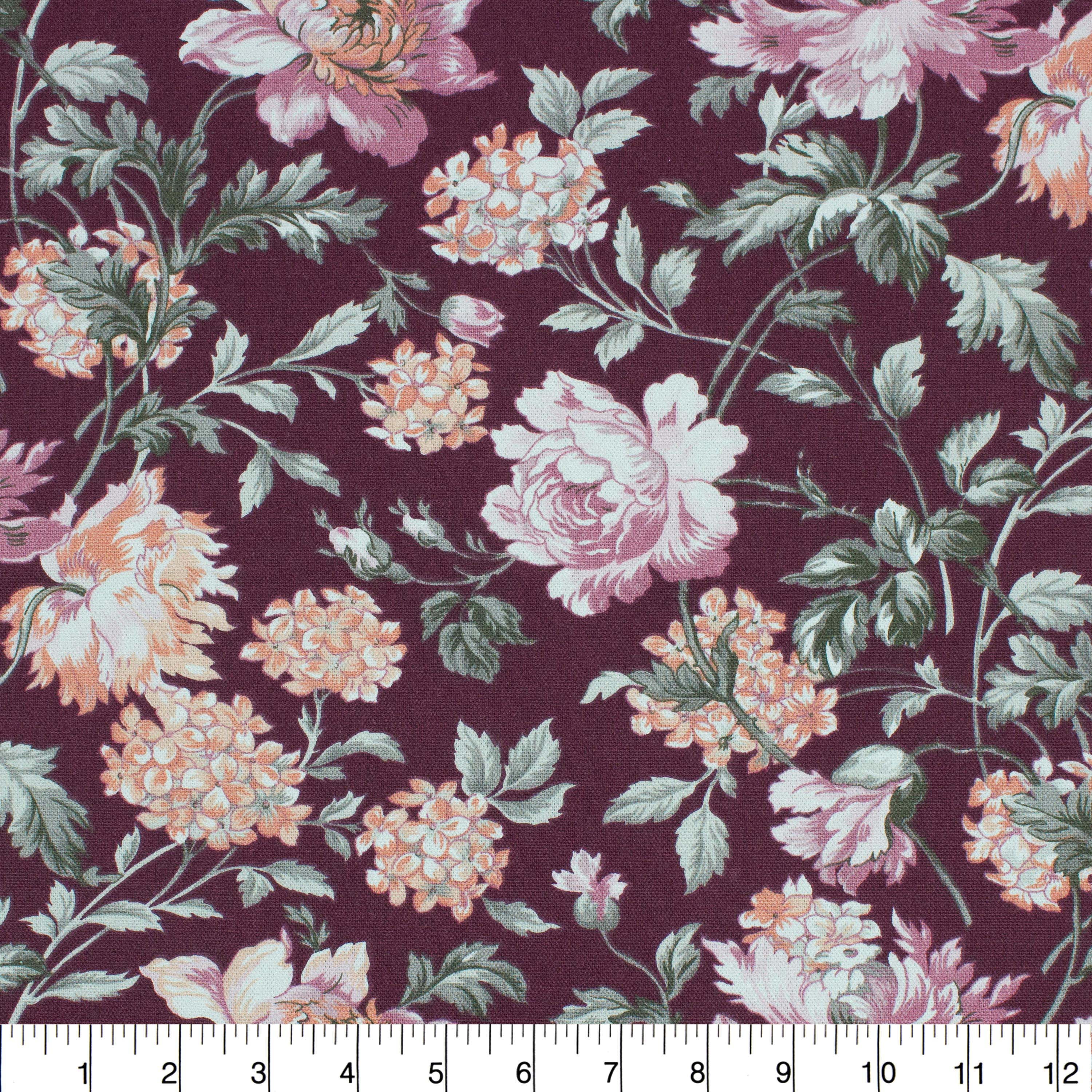 Better Homes & Gardens 54” Width 100% Cotton Fabric, 8 Yard by the Bolt, Traditional Floral Purple