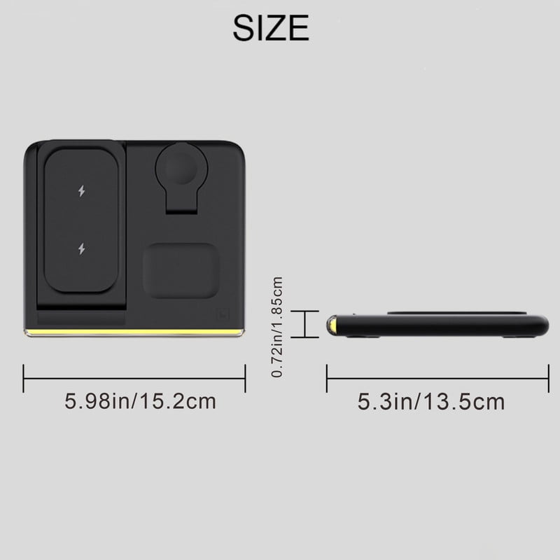 4 in 1 Wireless charging station fast Foldable Travel dock for iPhone 15 14 13 12 11 etc.,Samsung android Phone for Apple Watch 9 8 7 6 5 4 3 Samsung Galaxy Watch 6/5/4 Galaxy Buds AirPods Pro 3 2