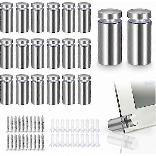 20 Pcs Glass Spacer, Stainless Steel Wall Mount for Advertising Nails, for Plaques and Sign Displays (Silver)12mmx20mm