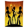 thumbnail image 3 of Ambesonne 70s Party Tablecloth Rectangular Table Cover, Dancing Afro People, 60"x90", Orange Yellow Black, 3 of 4