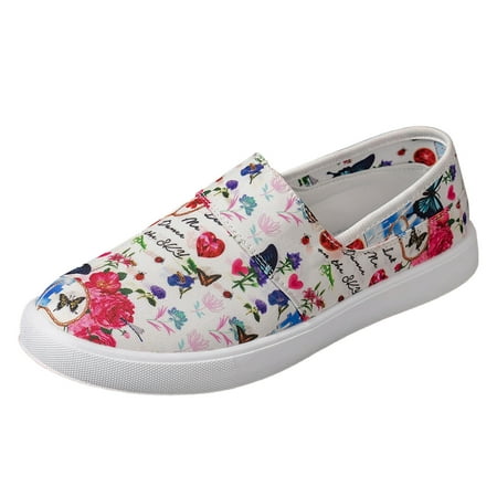 

Women s Shoes Leisure Women s Four Seasons Flower Prints Non Flat Round Toe Breathable On Lazy Canvas Shoes