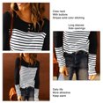thumbnail image 4 of Women's Round Neck Top Women's T Shirt Cuff Side Openings Stitching Polyester with Buttons for Daily Life ANGGREK Otros, 4 of 6