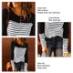 thumbnail image 5 of Camiseta de mujer de manga larga de poliéster a rayas con cuello redondo y botón para primavera y otoño, 5 of 6