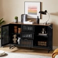 thumbnail image 2 of 47" Dresser Sideboard Cabinet with 3 Drawer and 4 Shelves Slatted Grille Striped Drawer and doors, High-Quality MDF and Metal Leg, 2 of 7