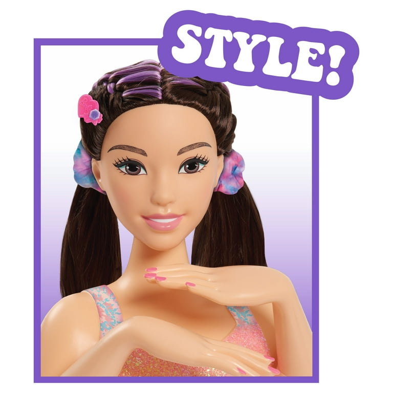 Just Play Barbie Tie Dye Deluxe 22 Piece Styling Head Black Hair Kids Toys for Ages 3 up