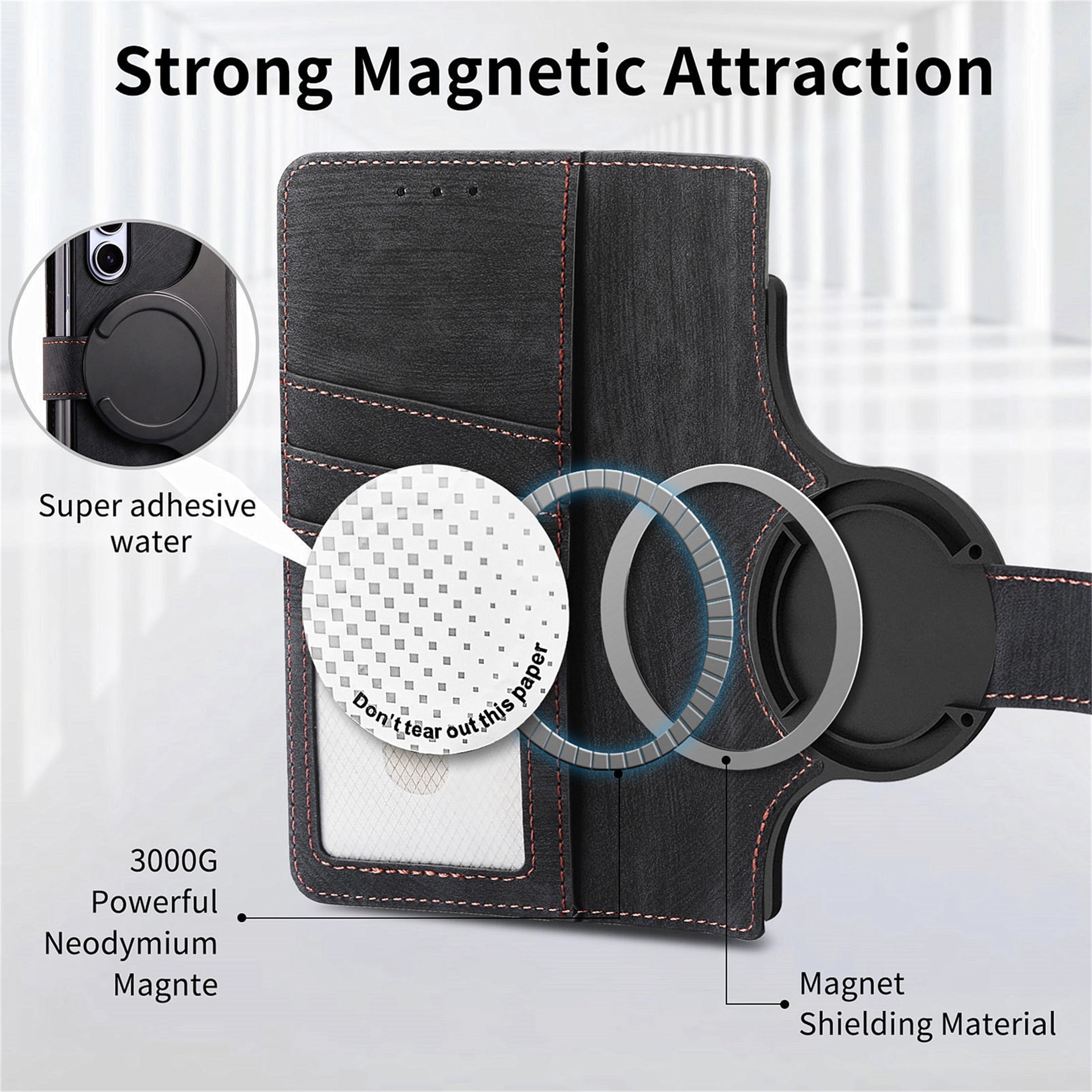 CCSmall for Samsung Galaxy Z Fold 6 5G Detachable Magnetic Wallet Phone Case, RFID Blocking Material Retro Folio Flip Leather Case Zipper Purse Cover with Card Slots for Galaxy Z Fold6 KQX Black