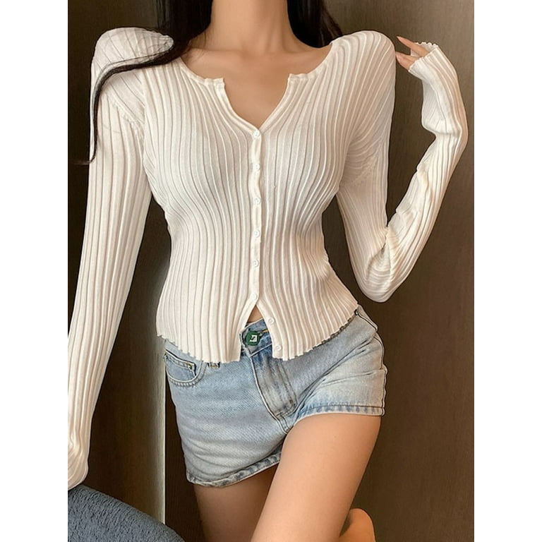 Sexy V-Neck Long Sleeve Solid Color Sweaters Sexy V-Neck Long Sleeve Solid Color Sweaters