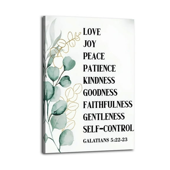 Christian Wall Decor Galatians 5 22 23 Fruit Of The Spirit Poster Wrapped Wooden Frame Wall Decor,Canvas Wall Art for Living Room,Bedroom,Office,Ready to Hang