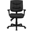 thumbnail image 3 of Mid-Back Black Leather Multifunction Swivel Task Chair with Adjustable Arms, 3 of 9