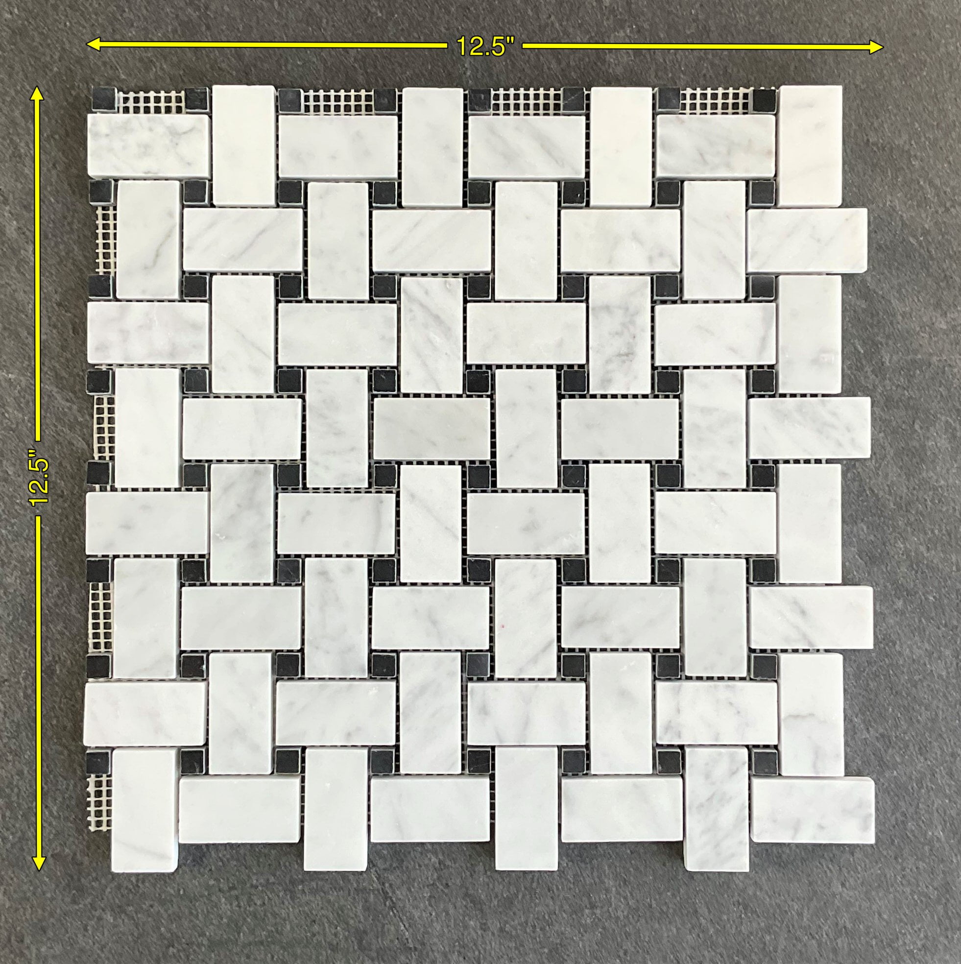 10 Sheets of 1" x 2" Marble Basketweave Mosaic Wall & Floor Tile