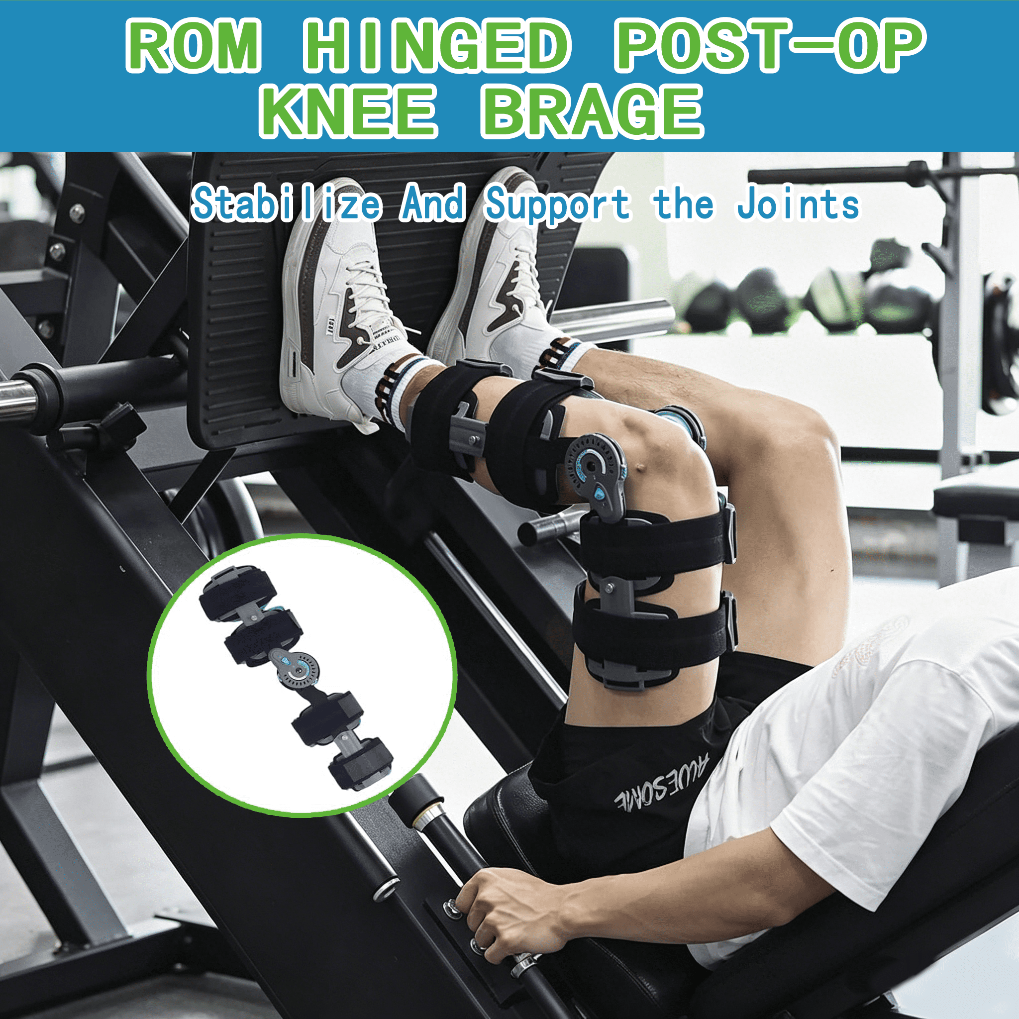 Komzer Hinged ROM Knee Brace, Post Op Immobilizer Knee Brace, Adjustable Orthopedic Support for Recovery Stabilization, ACL, MCL and PCL Injury