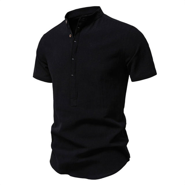 pstuiky camisetas camisas para hombre, Suéter informal de manga corta con cuello alto y diseño liso cómodo para hombre ropa de hombre xl