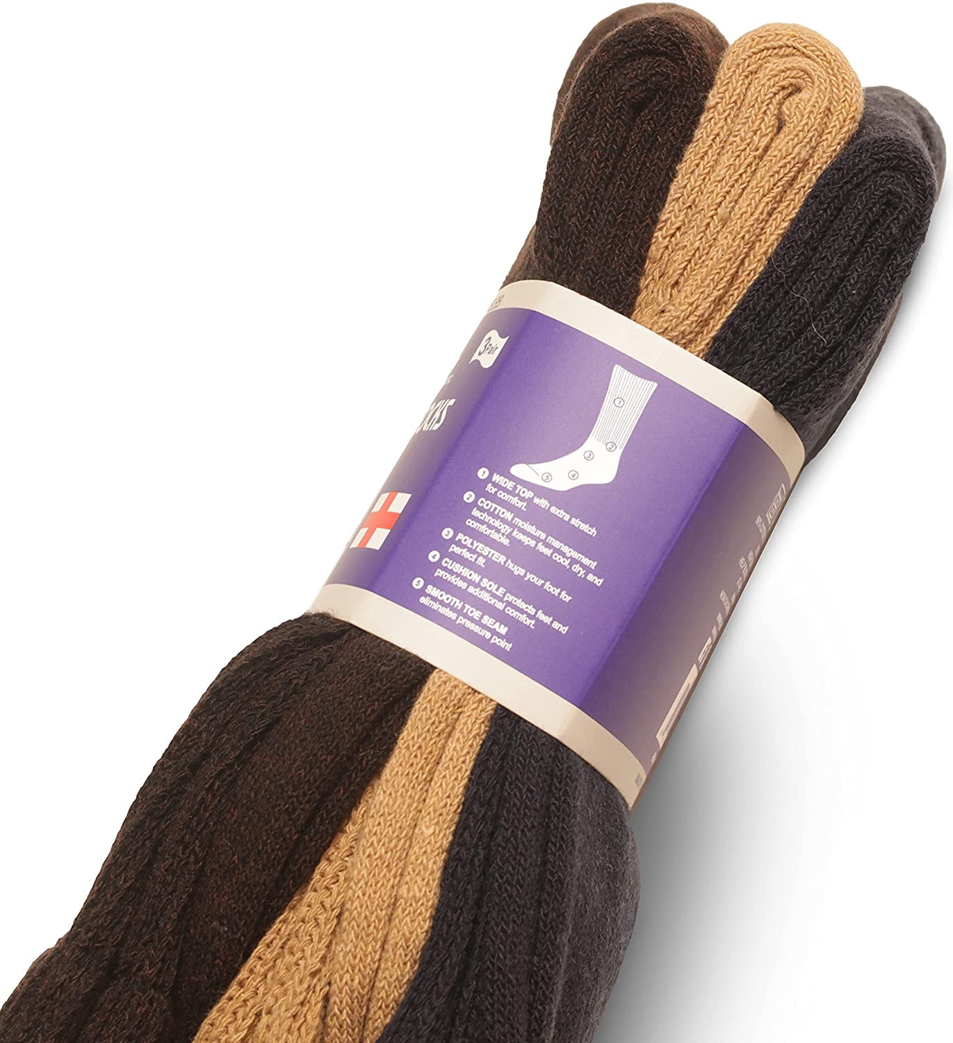 Yacht & Smith Mens Diabetic Neuropathy Edema Socks, Cotton Crew, Ankle Medical Sock, Size 10-13