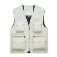 thumbnail image 4 of WIZUTIZ Men's Utility Vest Multi-Pocket Quick Dry Thin Stand Collar Full-Zip Sleeveless Breathable Outdoor Summer Tops Casual Work Vest, 4 of 4